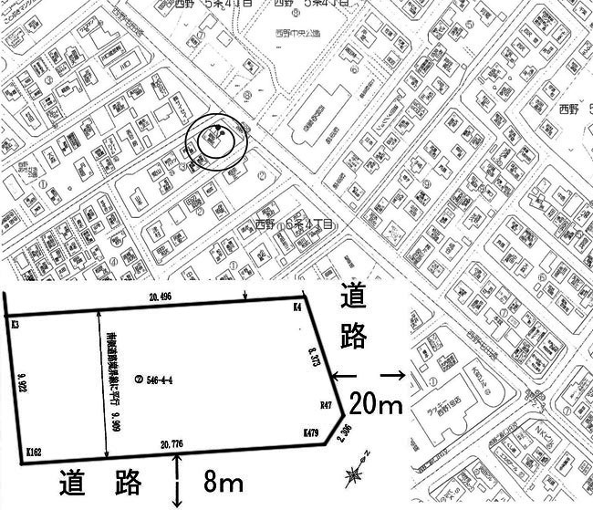 札幌市西区西野　店舗・住宅用地場所