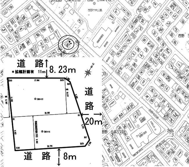 札幌市西区西野　店舗・住宅用地場所